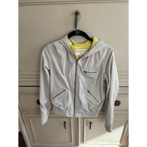 Lauren Mofatt Beige Zip Up Hoodie Pockets Yellow Lining Medium Spring Jacket